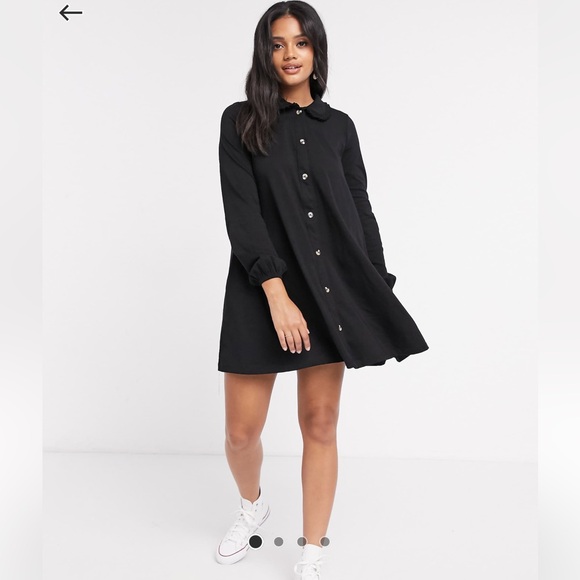 ASOS design mini dress with lace trim collar - Picture 1 of 5